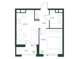 Планировка однокомнатной(квартира) площадью 33.03 квадратных метров в “ЖК Level Лесной”