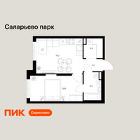 Планировка однокомнатной(квартира) площадью 37.9 квадратных метров в “ЖК Саларьево парк”