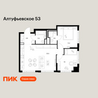 Планировка двухкомнатной(квартира) площадью 56.6 квадратных метров в “ЖК Алтуфьевское 53”