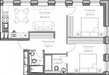 Планировка трехкомнатной(апартаменты) площадью 61.5 квадратных метров в “ЖК Mitte”