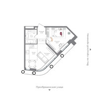 Планировка однокомнатной(квартира) площадью 46.12 квадратных метров в “ЖК Преображенская Площадь”