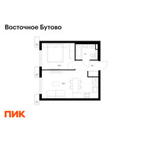 Планировка однокомнатной(квартира) площадью 35.9 квадратных метров в “ЖК Восточное Бутово”