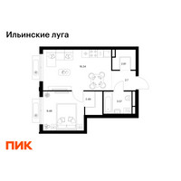 Планировка однокомнатной(квартира) площадью 37.19 квадратных метров в “ЖК Ильинские луга”