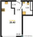 Планировка студии(квартира) площадью 28.4 квадратных метров в “Акценты”