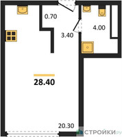 Планировка студии(квартира) площадью 28.4 квадратных метров в “Акценты”