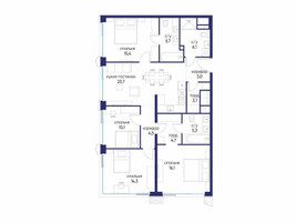 Планировка 4+ комнатной(квартира) площадью 112.62 квадратных метров в “ЖК Остров”