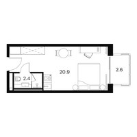 Планировка студии(апартаменты) площадью 25.9 квадратных метров в “ЖК Аквилон Signal (Аквилон Сигнал)”