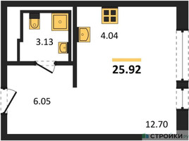 Планировка студии(квартира) площадью 25.92 квадратных метров в “ЖК Егорово Парк”