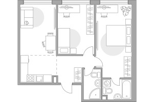 Планировка двухкомнатной(квартира) площадью 65.99 квадратных метров в “ЖК MYPRIORITY Mnevniki (Май Приорити Мневники)”