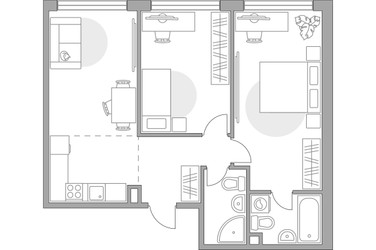 Планировка двухкомнатной(квартира) площадью 65.99 квадратных метров в ЖК “ЖК MYPRIORITY Mnevniki (Май Приорити Мневники)”