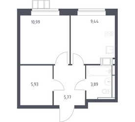 Планировка однокомнатной(квартира) площадью 35.4 квадратных метров в ЖК “ЖК Алхимово”