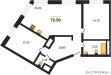 Планировка двухкомнатной(квартира) площадью 72.1 квадратных метров в “ЖК Дом Chkalov”
