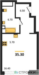 Планировка студии(квартира) площадью 35.3 квадратных метров в ЖК “ЖК СТОУН Грэйн”