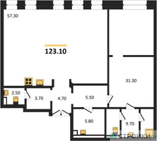 Планировка однокомнатной(квартира) площадью 123.1 квадратных метров в “ЖК Nicole (Николь)”