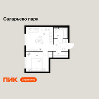 Планировка однокомнатной(квартира) площадью 37.2 квадратных метров в “ЖК Саларьево парк”