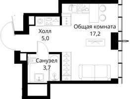 Планировка студии(квартира) площадью 25.9 квадратных метров в “ЖК Сити Бэй”