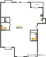 Планировка 4+ комнатной(квартира) площадью 120.7 квадратных метров в “ЖК Римский”