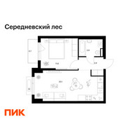 Планировка однокомнатной(квартира) площадью 40.2 квадратных метров в “ЖК Середневский лес”