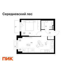 Планировка однокомнатной(квартира) площадью 40.2 квадратных метров в ЖК “ЖК Середневский лес”