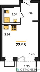Планировка студии(квартира) площадью 22.95 квадратных метров в “ЖК Богдановский Лес”