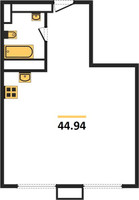 Планировка однокомнатной(квартира) площадью 44.9 квадратных метров в “ЖК Dream Towers (Дрим Тауэрс)”