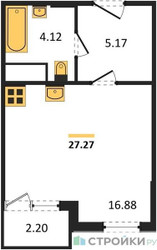 Планировка студии(квартира) площадью 27.27 квадратных метров в ЖК “ЖК Светлый мир БиоПолис”