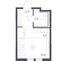 Планировка студии(квартира) площадью 22.81 квадратных метров в “ЖК Пригород Лесное”