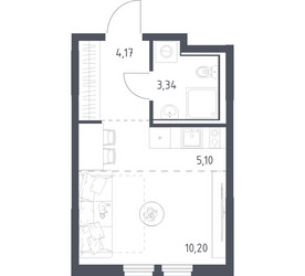 Планировка студии(квартира) площадью 22.81 квадратных метров в ЖК “ЖК Пригород Лесное”
