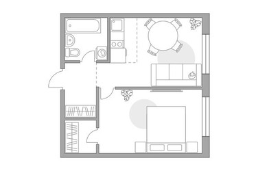 Планировка двухкомнатной(квартира) площадью 34.26 квадратных метров в ЖК “ЖК Аникеевский”
