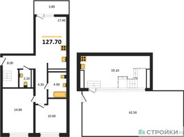 Планировка двухкомнатной(квартира) площадью 127.7 квадратных метров в “ЖК Первый квартал”