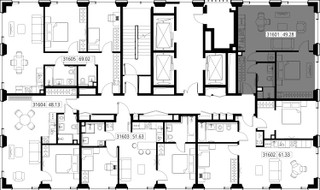 Планировка однокомнатной(квартира) площадью 49.3 квадратных метров в “ЖК SET (Сет)”