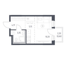 Планировка студии(квартира) площадью 23.53 квадратных метров в “ЖК Квартал Ивакино”