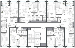Планировка трехкомнатной(квартира) площадью 63.7 квадратных метров в “ЖК Михалковский”