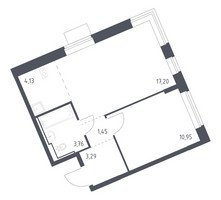 Планировка однокомнатной(квартира) площадью 40.78 квадратных метров в “ЖК Молжаниново”