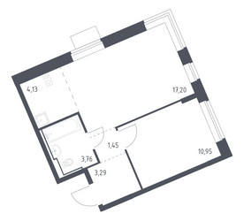 Планировка однокомнатной(квартира) площадью 40.78 квадратных метров в ЖК “ЖК Молжаниново”