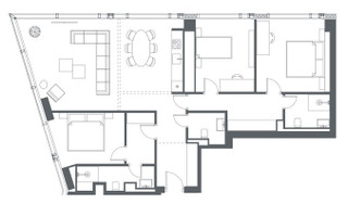 Планировка 4+ комнатной(квартира) площадью 126.7 квадратных метров в “ЖК Capital Towers (Капитал Тауэрс)”