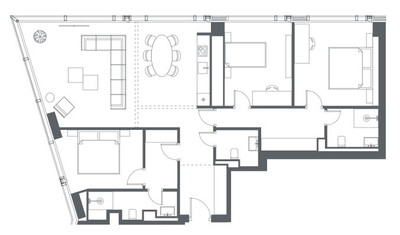 Планировка 4+ комнате(квартира) площадью 126.9 квадратных метров в “ЖК Capital Towers (Капитал Тауэрс)”
