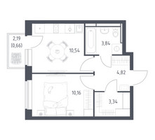 Планировка однокомнатной(квартира) площадью 33.36 квадратных метров в “ЖК Новое Видное”