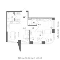 Планировка двухкомнатной(квартира) площадью 86.9 квадратных метров в “ЖК СТОУН Блик”