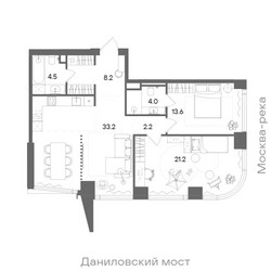 Планировка двухкомнатной(квартира) площадью 86.9 квадратных метров в ЖК “ЖК СТОУН Блик”
