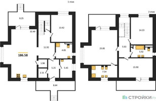 Планировка 4+ комнатной(квартира) площадью 186.58 квадратных метров в “ЖК Мечта”