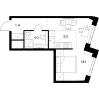 Планировка студии(квартира) площадью 32.5 квадратных метров в “ЖК Нексус от Аквилон”