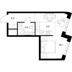 Планировка студии(квартира) площадью 32.5 квадратных метров в ЖК “ЖК Нексус от Аквилон”