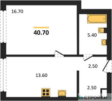 Планировка однокомнатной(квартира) площадью 40.7 квадратных метров в “Акценты”