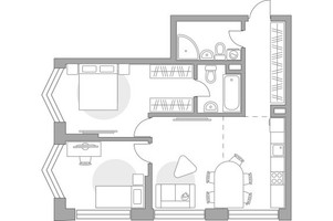 Планировка трехкомнатной(квартира) площадью 66.76 квадратных метров в “ЖК Мневники от Гранель”