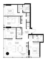 Планировка 4+ комнатной(квартира) площадью 125.7 квадратных метров в “ЖК Слава”