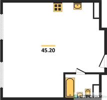 Планировка двухкомнатной(квартира) площадью 45.2 квадратных метров в “ЖК Октябрьская 98 (MirrorЗдание)”