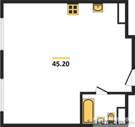 Планировка двухкомнатной(квартира) площадью 45.2 квадратных метров в ЖК “ЖК Октябрьская 98 (MirrorЗдание)”