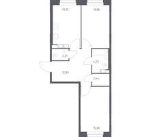 Планировка двухкомнатной(квартира) площадью 63.66 квадратных метров в “ЖК ЭкоБунино (Южное Бунино)”
