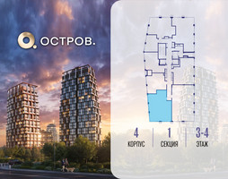 Планировка трехкомнатной(квартира) площадью 90.42 квадратных метров в “ЖК Остров”